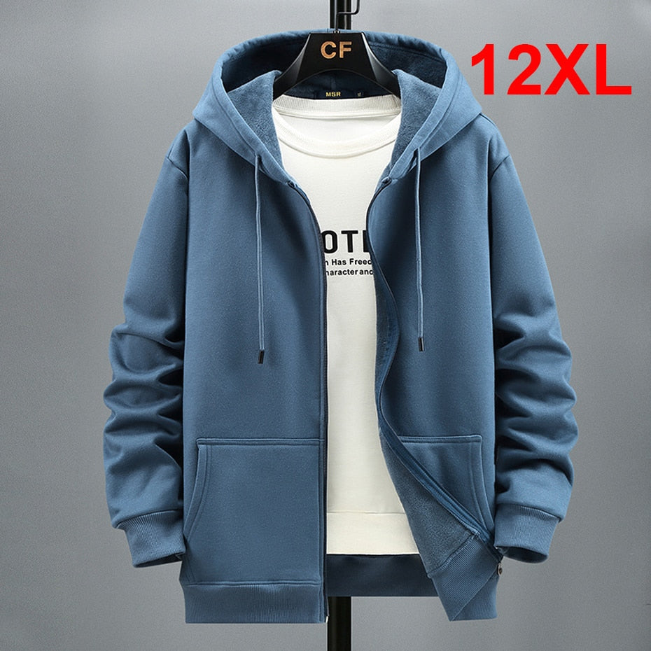 Plain Color Fleece Zipper Hoodie blue, XL - Streetwear Hoodie - Slick Street
