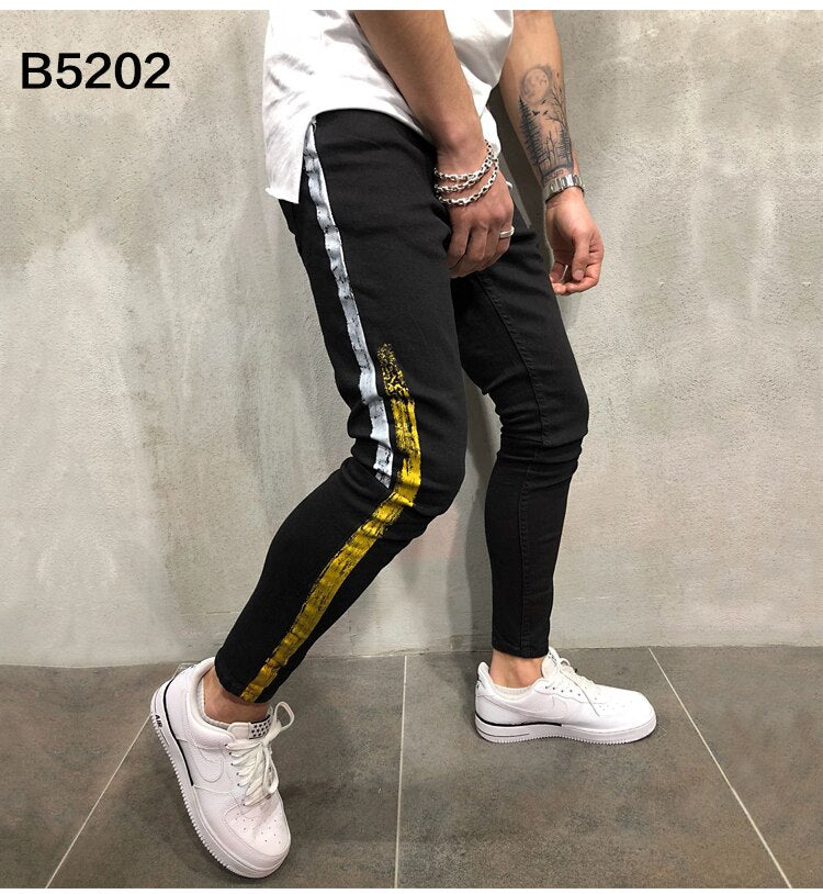 Two Stripes Color Line Jeans ,  - Streetwear Jeans - Slick Street