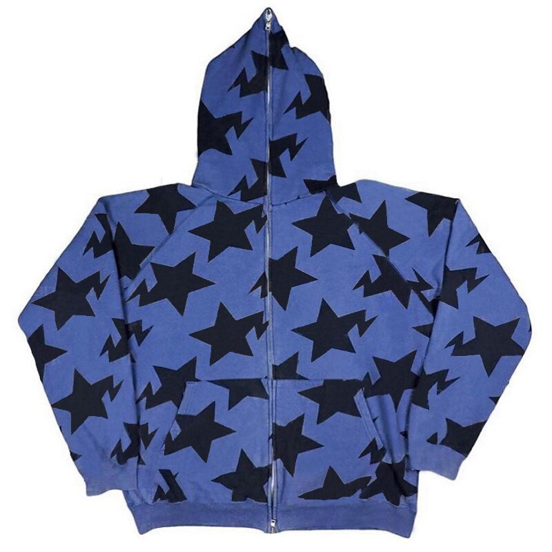 Star Paradise Y2K Hoodie Blue, XXS - Streetwear Hoodie - Slick Street
