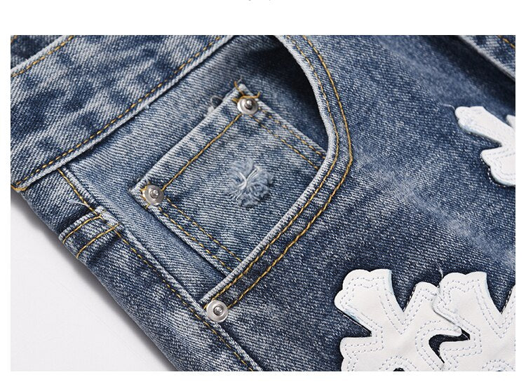 The Crucifix Cross Patch Jeans ,  - Streetwear Jeans - Slick Street