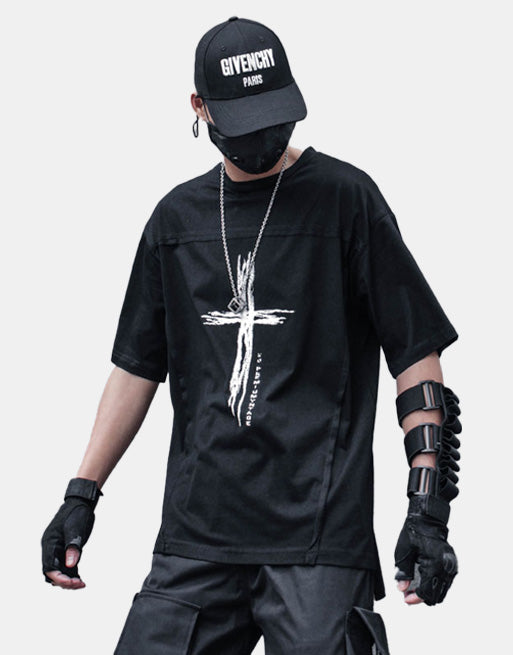 Tech Cross T-Shirt Black, XS - Streetwear T-Shirt - Slick Street