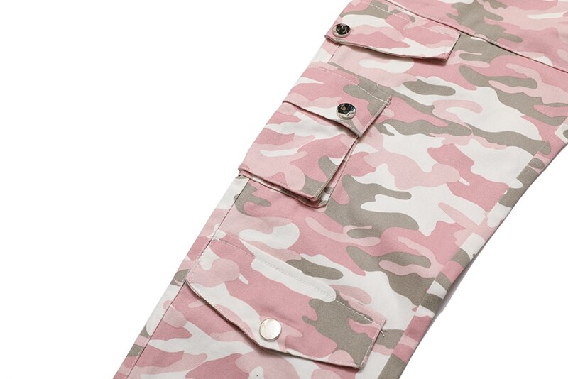 PK21 Straight Multi-pocket Cargo Pants - Pink Camo ,  - Streetwear Cargo Pants - Slick Street