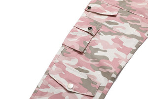 PK21 Straight Multi-pocket Cargo Pants - Pink Camo ,  - Streetwear Cargo Pants - Slick Street