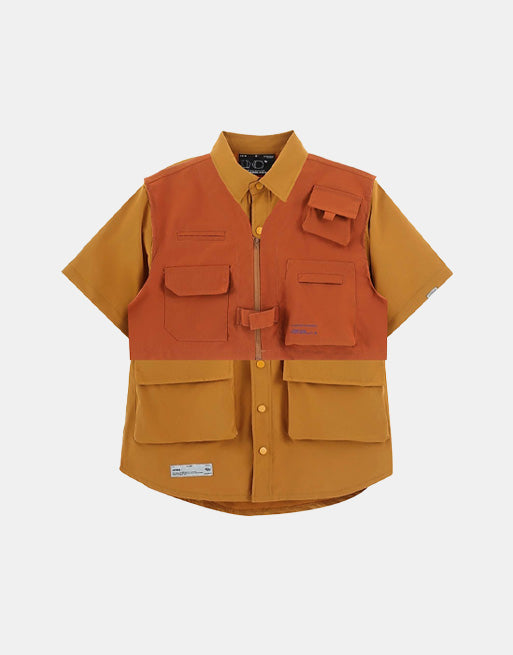 Multi Pocket MA1 Shirt with Attachable Sleeves , - Streetwear T-Shirts - Slick Street