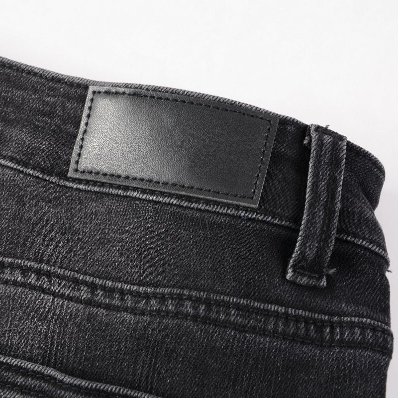 Ruby Distressed Rhinestone Slim Black Jeans ,  - Streetwear Jeans - Slick Street