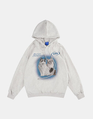 Champion Cat Graphic Hoodie Gray, XS - Streetwear Hoodie - Slick Street