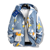 GINGSHUAI Raster Digital Graphic Hoodie Blue, XS - Streetwear Hoodie - Slick Street