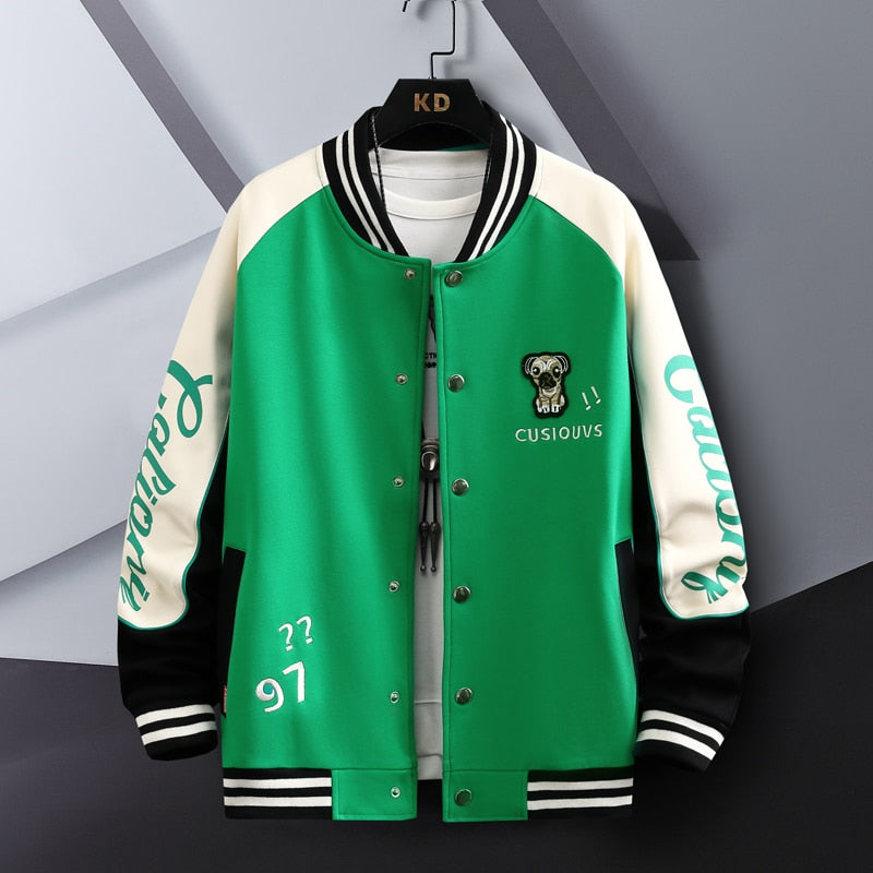 CUSIOUVS 97 Varsity Jacket Green, XS - Streetwear Hoodie - Slick Street