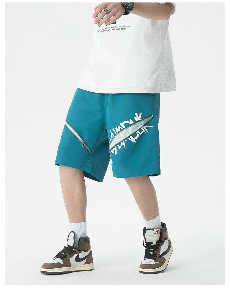Y2K Centered Zipper Style Shorts ,  - Streetwear Shorts - Slick Street
