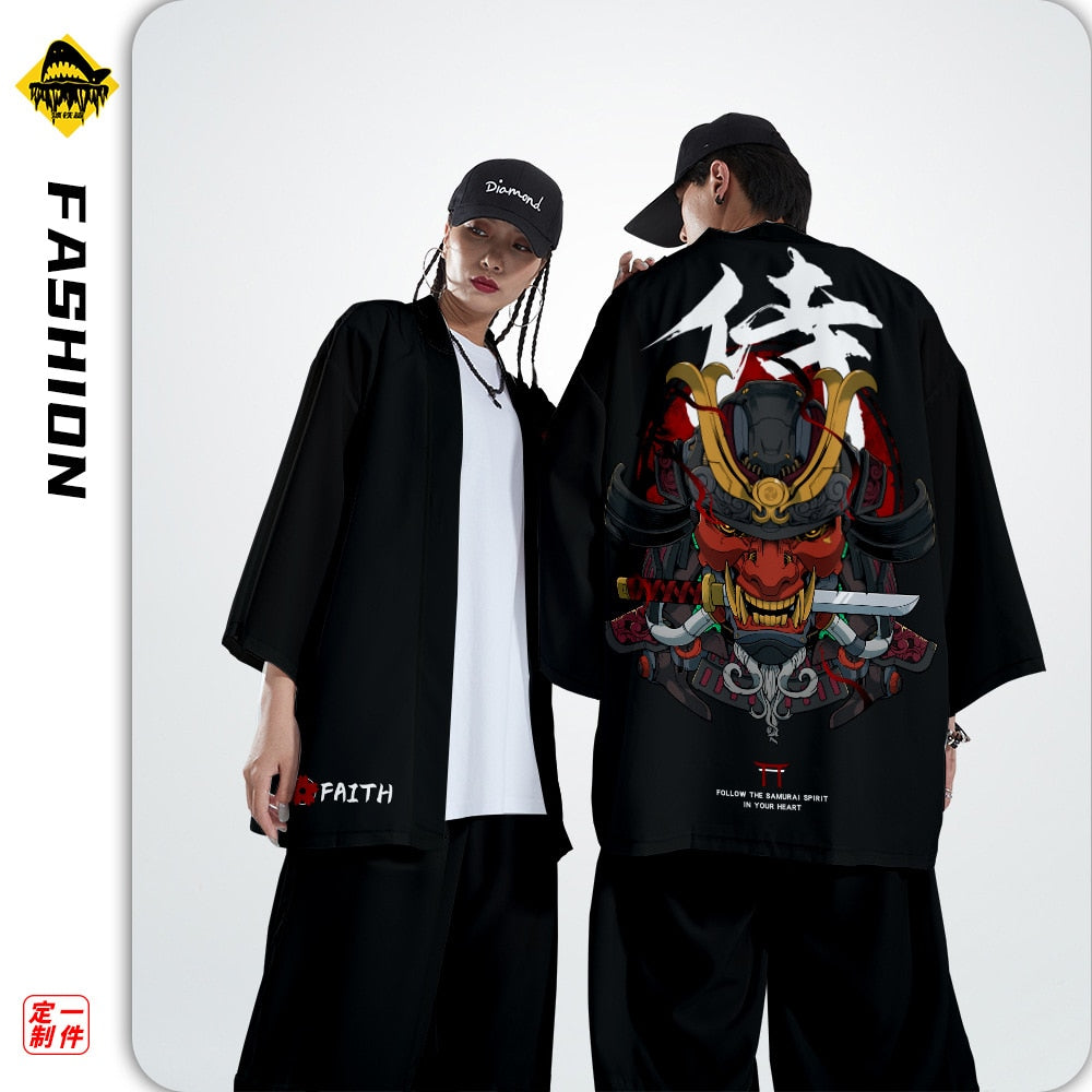 Demon Samurai Warrior With Knife T-Shirt ,  - Streetwear T-Shirt - Slick Street