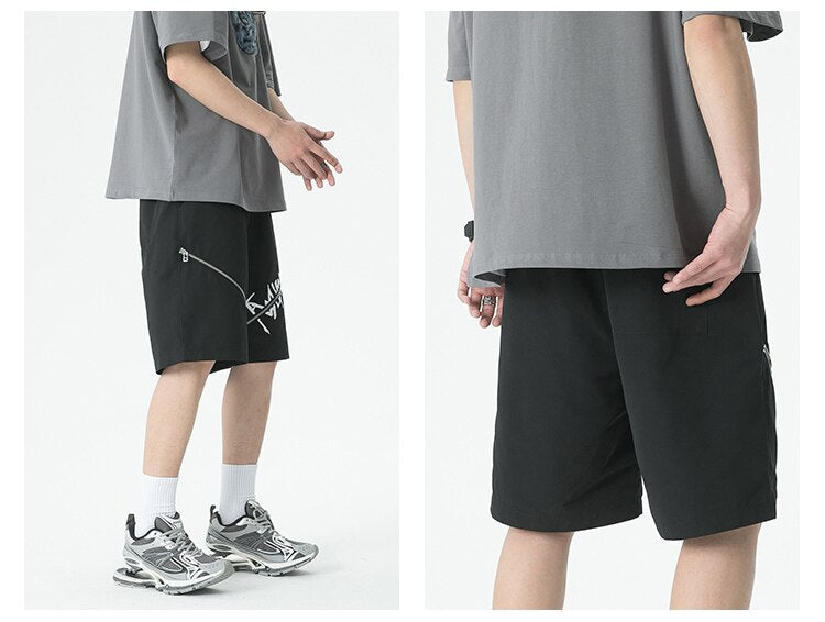 Y2K Centered Zipper Style Shorts ,  - Streetwear Shorts - Slick Street