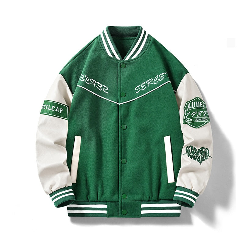 SERCE Varsity Jacket Green, XS - Streetwear Jacket - Slick Street