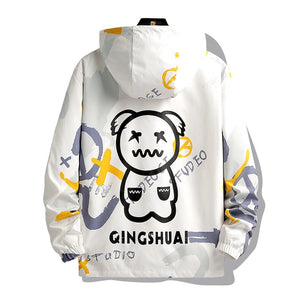 GINGSHUAI Raster Digital Graphic Hoodie ,  - Streetwear Hoodie - Slick Street