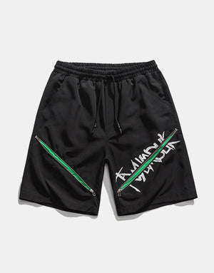 Y2K Centered Zipper Style Shorts ,  - Streetwear Shorts - Slick Street