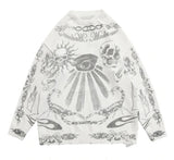 Demon Eye Sweater White, XS - Streetwear Sweater - Slick Street