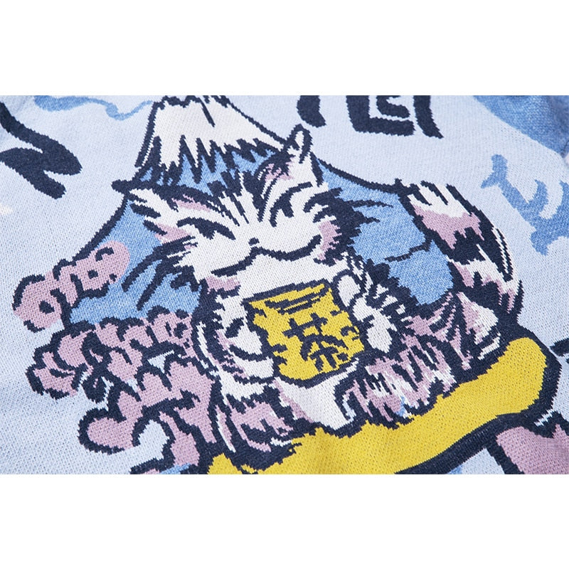 Volcano Cat Japanese Anime Graphic Sweater ,  - Streetwear Sweatshirt - Slick Street