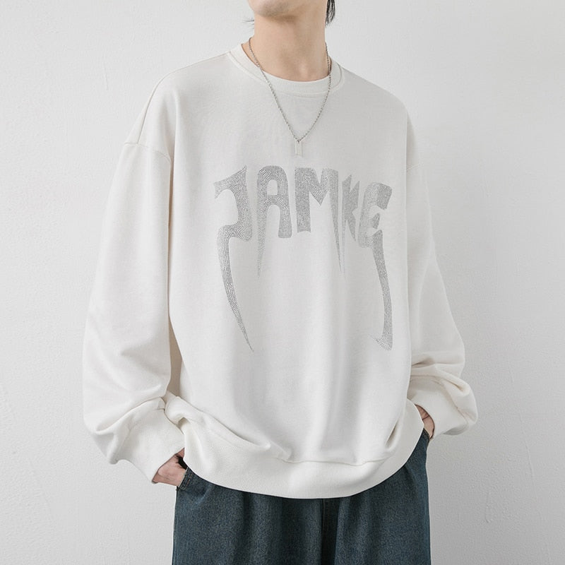 Retro JAMKE Printed Sweatshirt White, XS - Streetwear sweatshirt - Slick Street