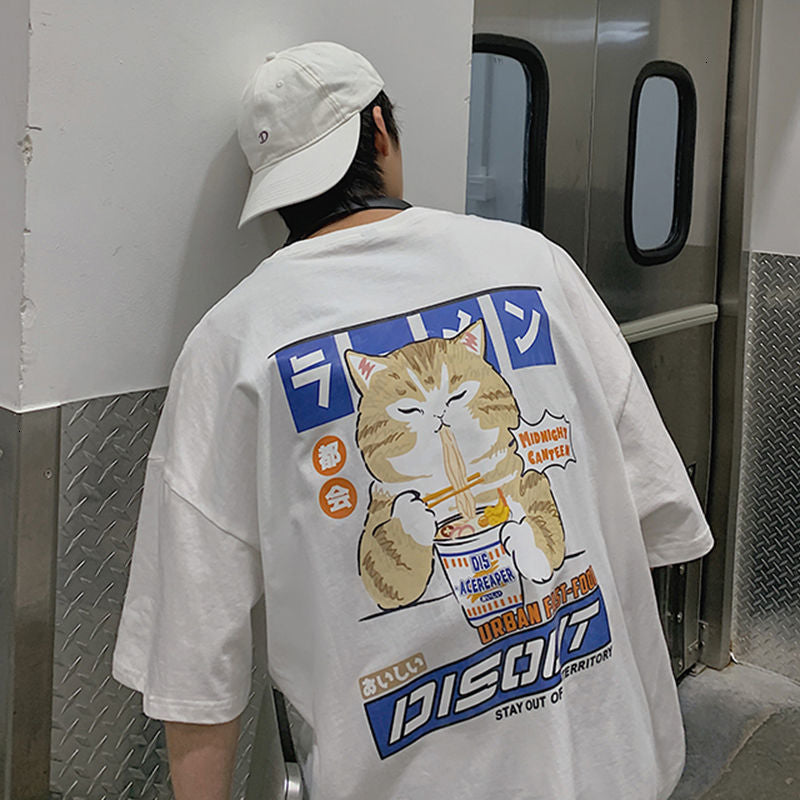 Midnight Canteen Cat Graphic T-Shirt , - Streetwear T-Shirt - Slick Street