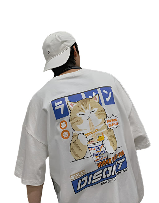 Midnight Canteen Cat Graphic T-Shirt , - Streetwear T-Shirt - Slick Street
