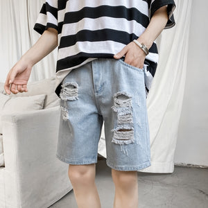 Denim Ripped Shorts ,  - Streetwear Shorts - Slick Street