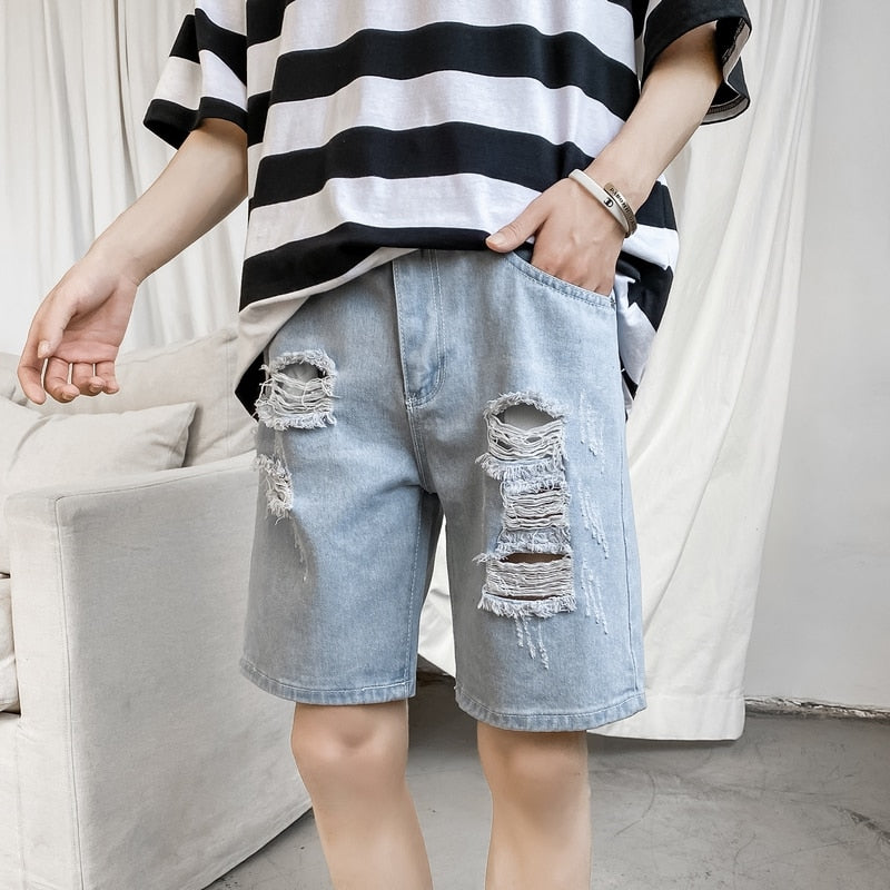 Denim Ripped Shorts ,  - Streetwear Shorts - Slick Street
