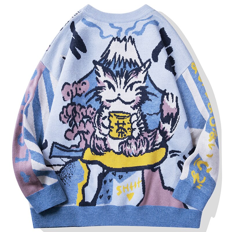 Volcano Cat Japanese Anime Graphic Sweater ,  - Streetwear Sweatshirt - Slick Street