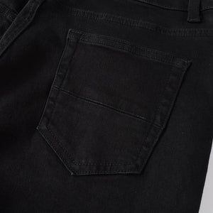 Obsidian Distressed Rhinestone Slim Black Jeans ,  - Streetwear Jeans - Slick Street