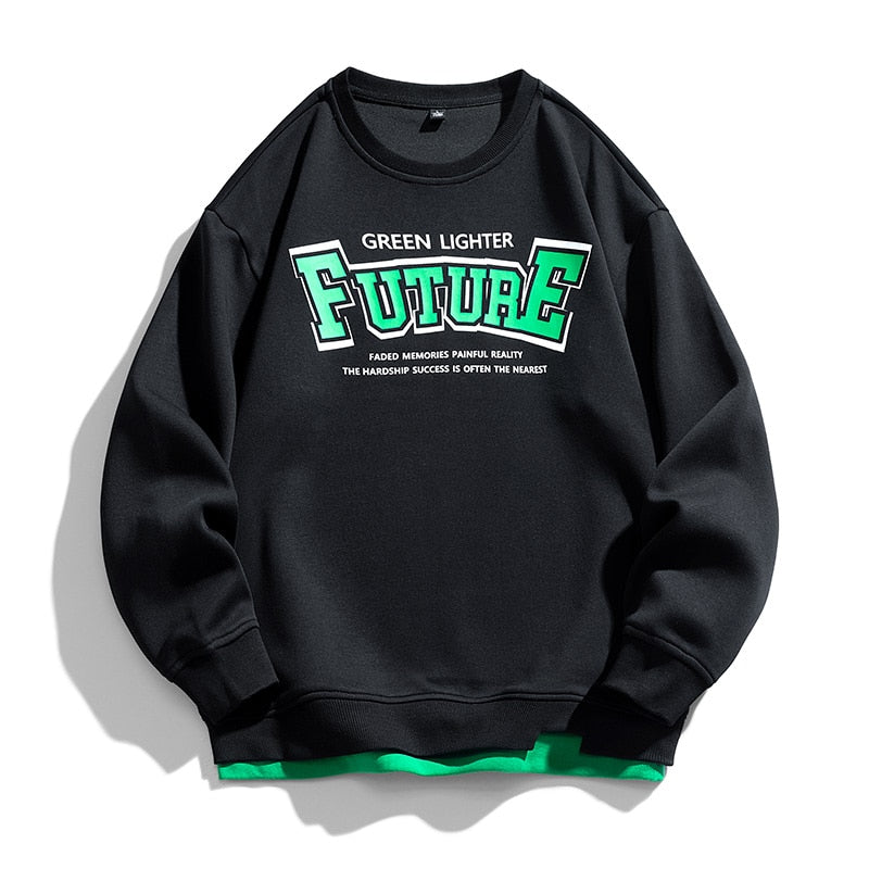 Retro Green Lighter Future Sweatshirt Black, XS - Streetwear Sweatshirts - Slick Street