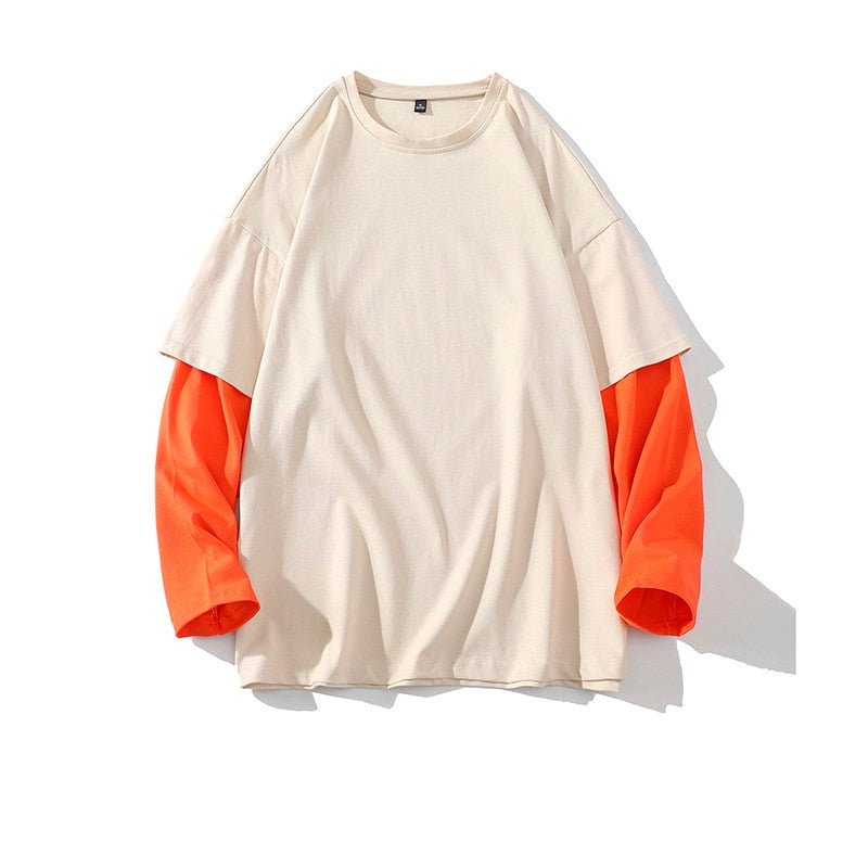 Raglan Sleeves Shirt Khaki Orange, XXS - Streetwear Shirt - Slick Street