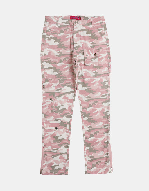 PK21 Straight Multi-pocket Cargo Pants - Pink Camo ,  - Streetwear Cargo Pants - Slick Street