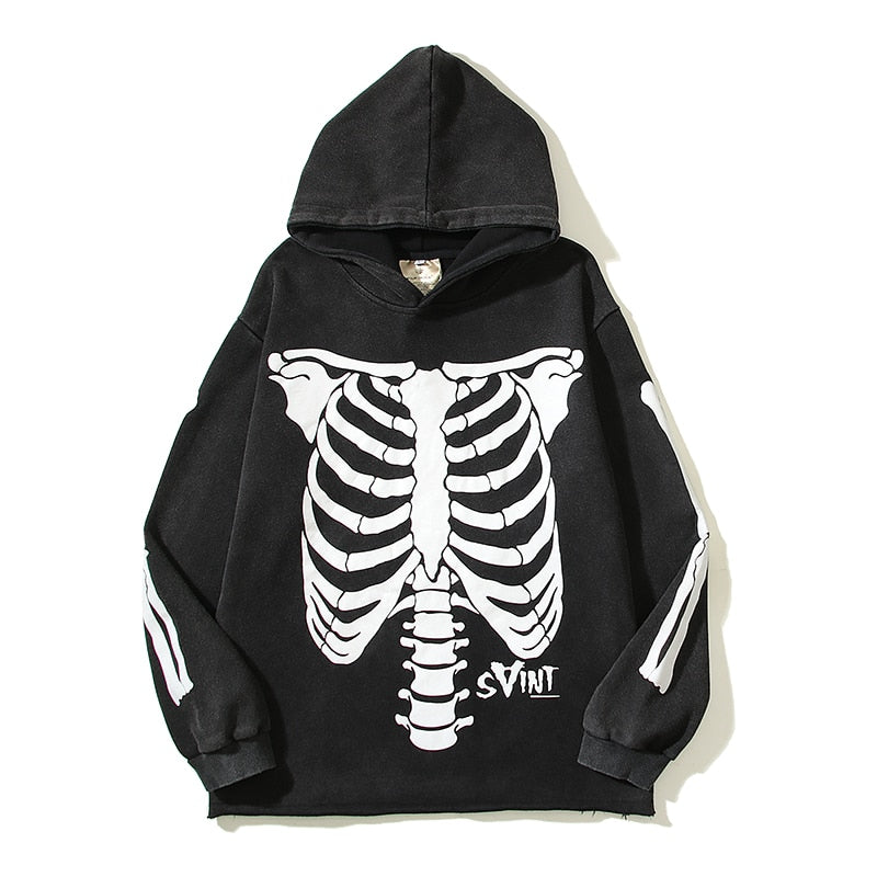 Saint Skeleton Hoodie Black, M - Streetwear Hoodie - Slick Street