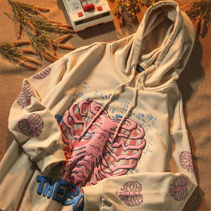 Y2K Skeleton Puff Print Hoodie ,  - Streetwear Hoodie - Slick Street