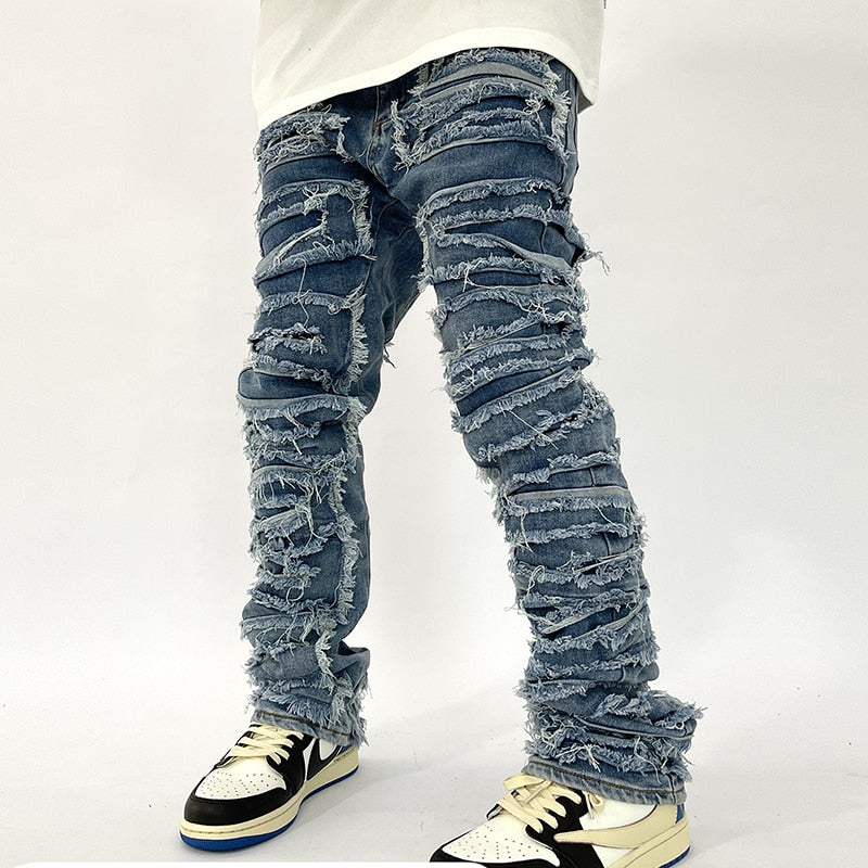 Zodiac Sea Distressed Stacked Denim ,  - Streetwear Jeans - Slick Street