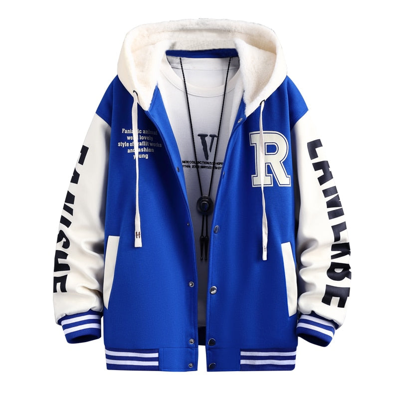R Quilted Thermal Hooded Varsity Jacket ,  - Streetwear Hoodie - Slick Street