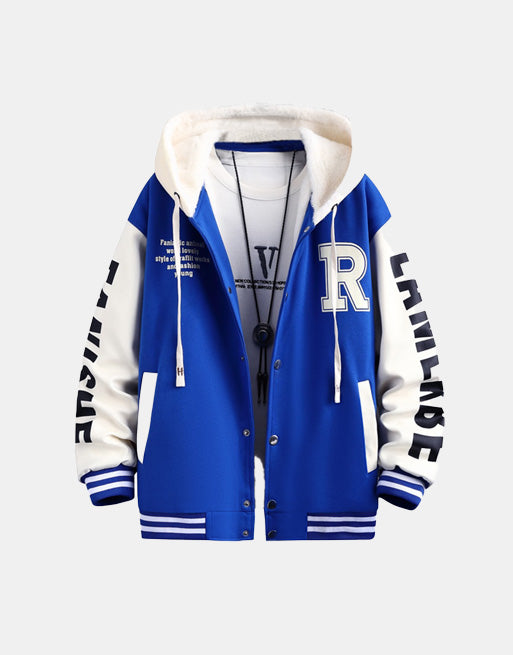 R Quilted Thermal Hooded Varsity Jacket ,  - Streetwear Hoodie - Slick Street