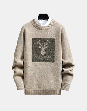 Golden Deer Knitted Sweater ,  - Streetwear Sweater - Slick Street