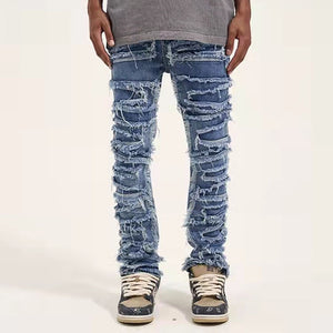 Zodiac Sea Distressed Stacked Denim ,  - Streetwear Jeans - Slick Street