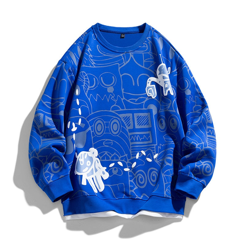 Robotic Mechanism Mode Sweatshirt Blue, XS - Streetwear Sweatshirts - Slick Street