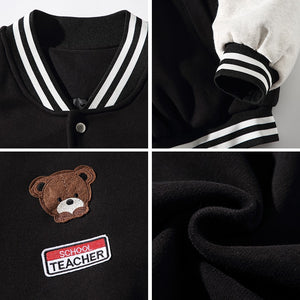 Teddy Bear Stitch Varsity Jacket ,  - Streetwear Jacket - Slick Street