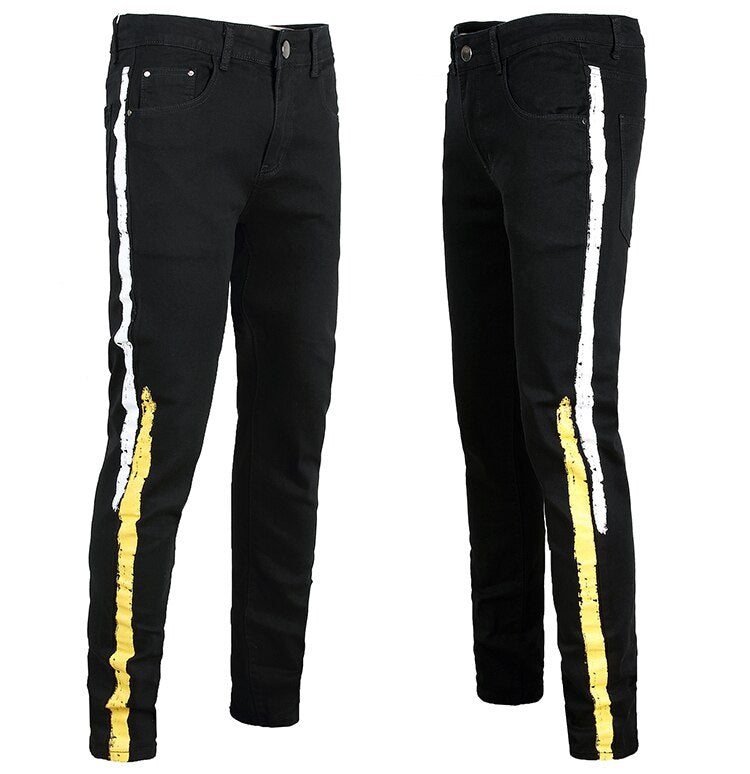 Two Stripes Color Line Jeans ,  - Streetwear Jeans - Slick Street