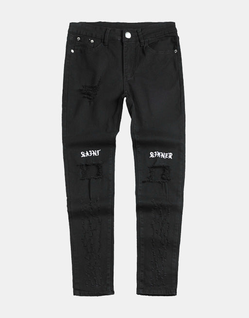 Saint Sinner Distressed Black Jeans ,  - Streetwear Jeans - Slick Street