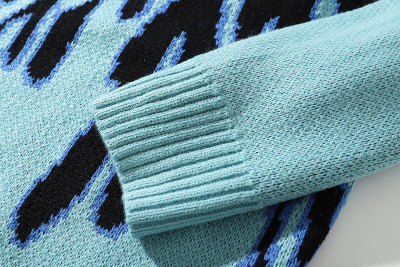 Knitted Vintage Flame Sweater , - Streetwear Sweatshirts - Slick Street