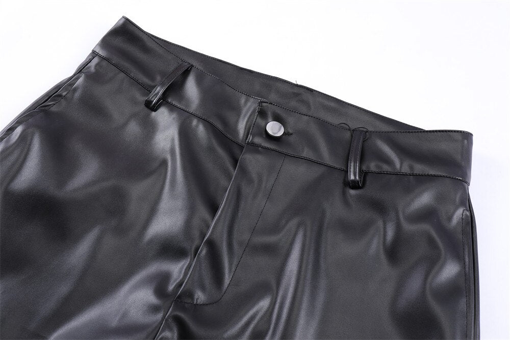 AV1 Black Leather Pants ,  - Streetwear Pants - Slick Street