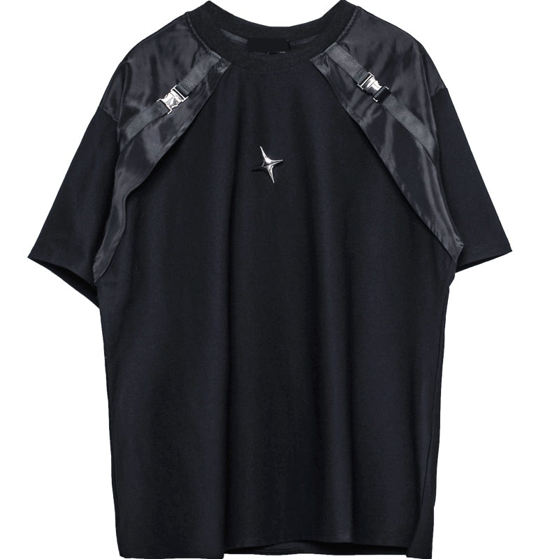 B1 Shoulder Buckle Strap T-Shirt , - Streetwear T-Shirts - Slick Street