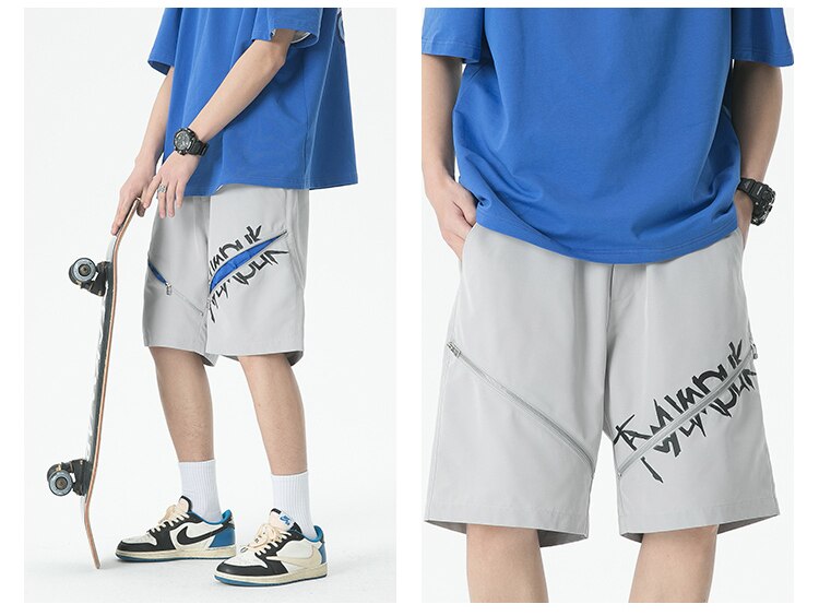 Y2K Centered Zipper Style Shorts ,  - Streetwear Shorts - Slick Street