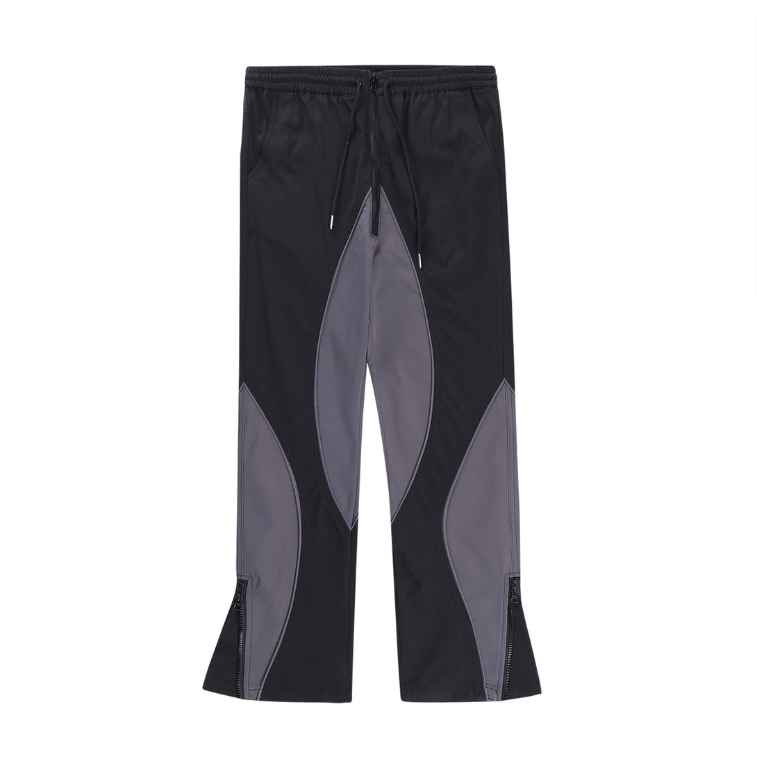 Bi-Color Flat Pants S, Black - Streetwear Pants - Slick Street