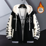 Slick 'M' Thermal Fleece Hooded Varsity Jacket Black, XS - Streetwear Jacket - Slick Street