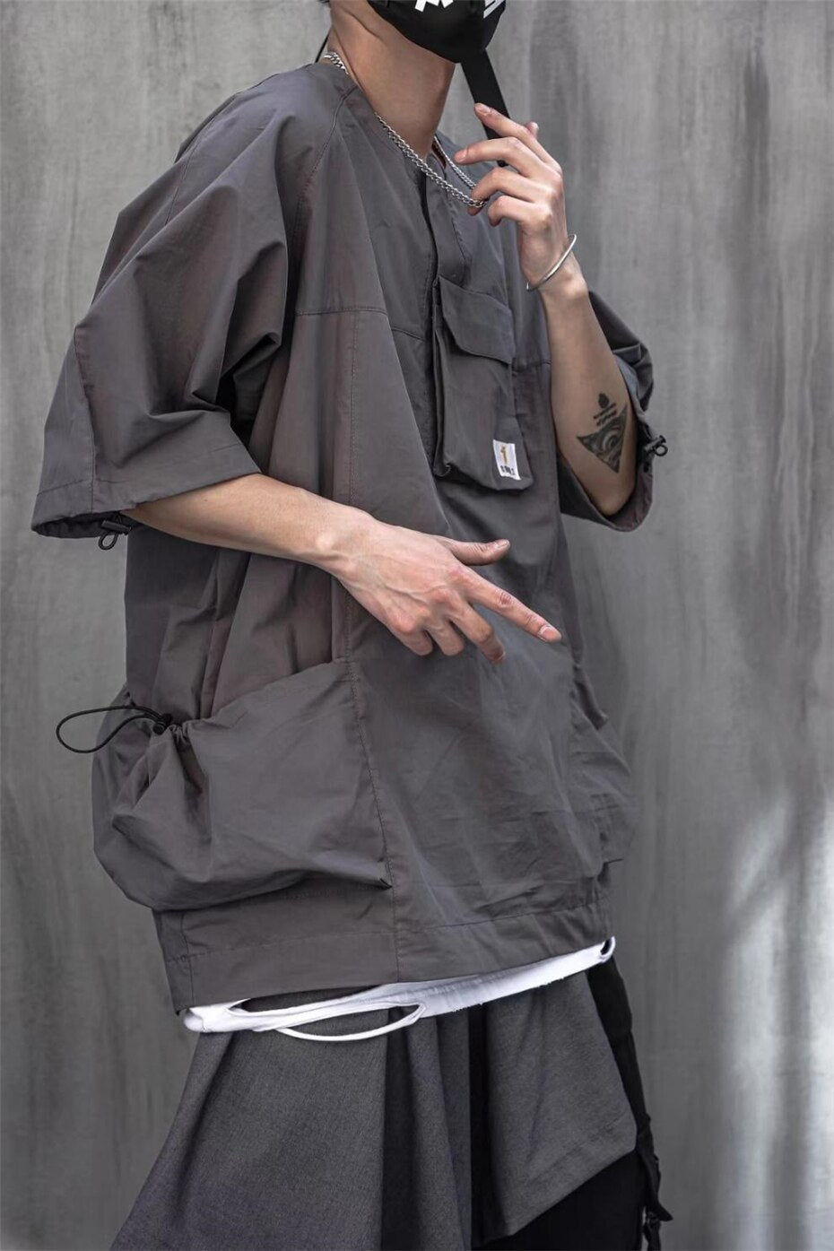 Elastic Waist Pocket Casual T-Shirt ,  - Streetwear T-Shirt - Slick Street