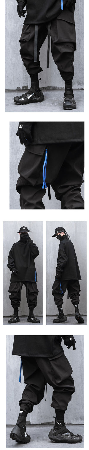 Cyber Mist Cargo Pants - Black ,  - Streetwear Cargo Pants - Slick Street