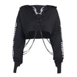 Demon Wings With Metal Chain Hoodie Black, XS - Streetwear Hoodie - Slick Street